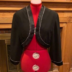 NWOT 2XL black chiffon & satin 3/4 sleeve bolero